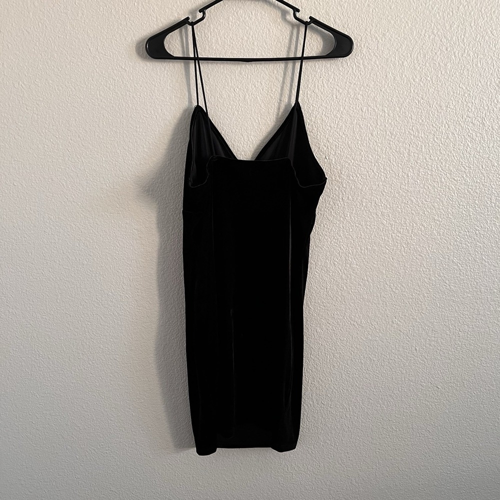 Black XL Slip Dress Velvet Stretch Mini Babydoll Whimsigoth Dark Academia Goth - Picture 2 of 4